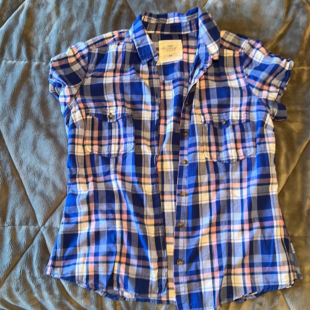 Size 14 Short Sleeve Plaid Shirt